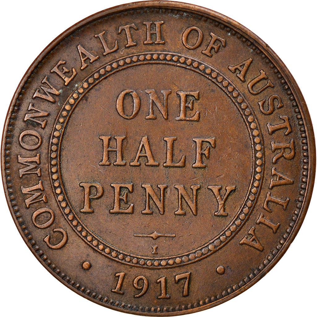 Coin, Australia, George V, 1/2 Penny, 1917, Melbourne, EF(40-45), Bronze, KM:22
