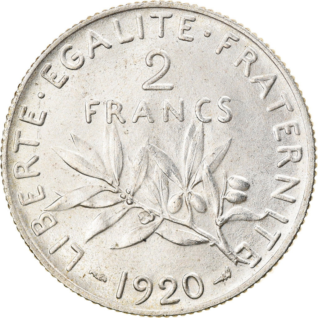 Coin, France, Semeuse, 2 Francs, 1920, Paris, AU(50-53), Silver, KM:845.1
