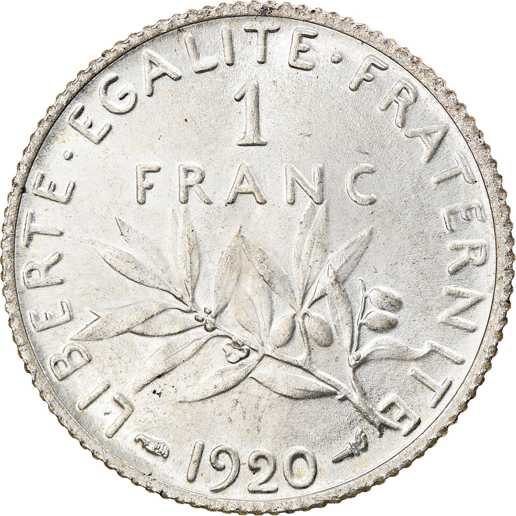 Coin, France, Semeuse, Franc, 1920, Paris, AU(50-53), Silver, KM:844.1