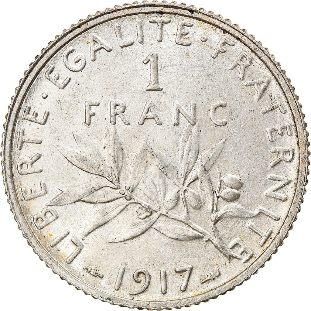 Coin, France, Semeuse, Franc, 1917, Paris, EF(40-45), Silver, KM:844.1