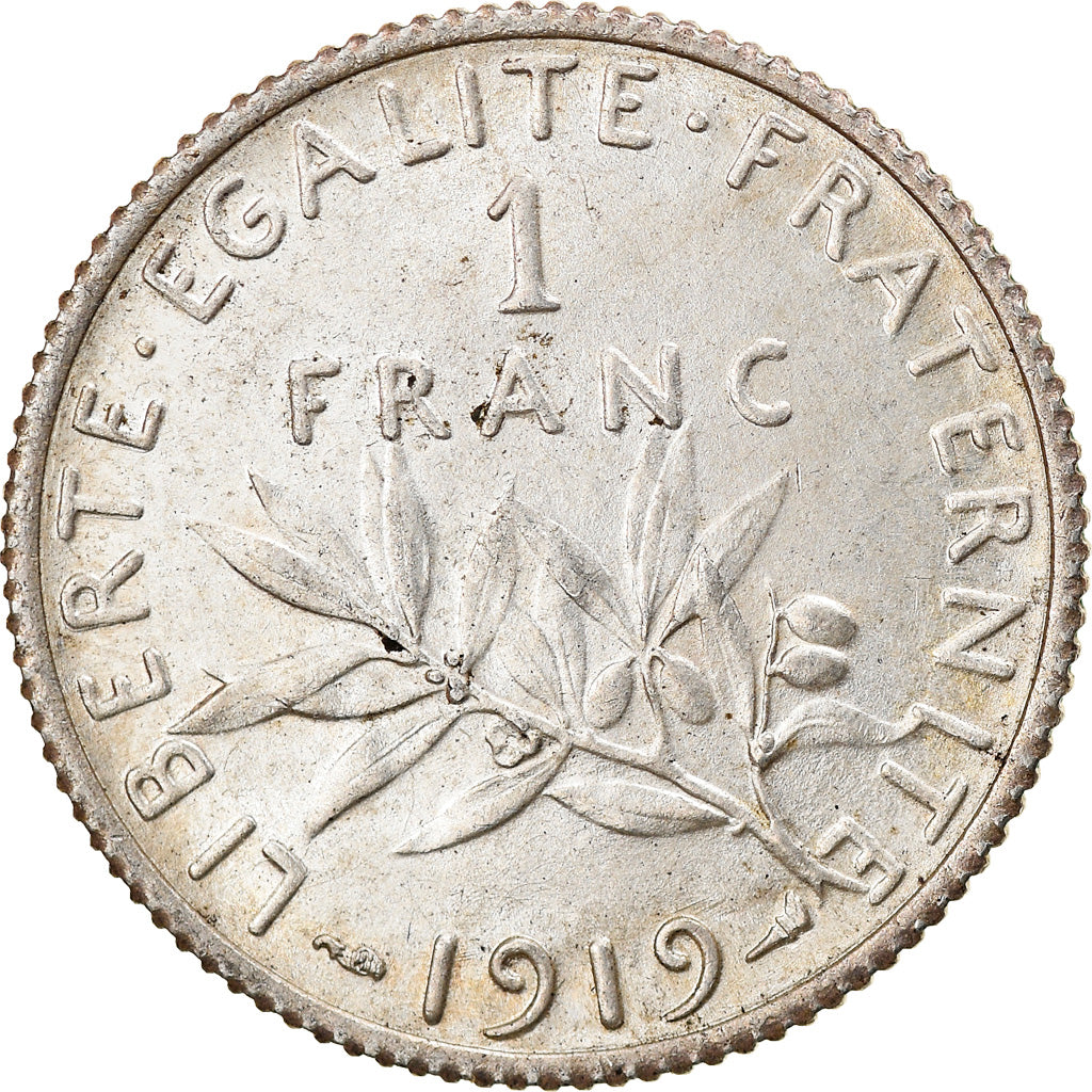 Munten, Frankrijk, Semeuse, Franc, 1919, Paris, ZF, Zilver, KM:844.1