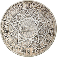 Coin, Morocco, Mohammed V, 5 Francs, AH 1352/1933, Paris, AU(50-53), Silver