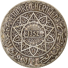 Coin, Morocco, Mohammed V, 5 Francs, AH 1352/1933, Paris, EF(40-45), Silver