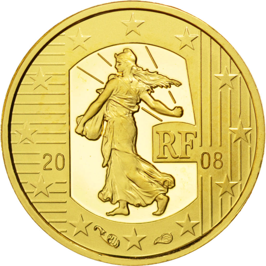 FRANCE, 5 Euro, 2008, KM #1538, MS(64), Gold, 13.9, 1.26