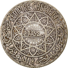 Coin, Morocco, Mohammed V, 5 Francs, AH 1352/1933, Paris, EF(40-45), Silver