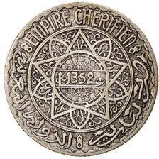 Coin, Morocco, Mohammed V, 5 Francs, AH 1352/1933, Paris, EF(40-45), Silver
