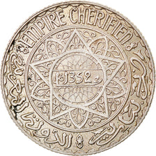 Coin, Morocco, Mohammed V, 5 Francs, AH 1352/1933, Paris, AU(50-53), Silver