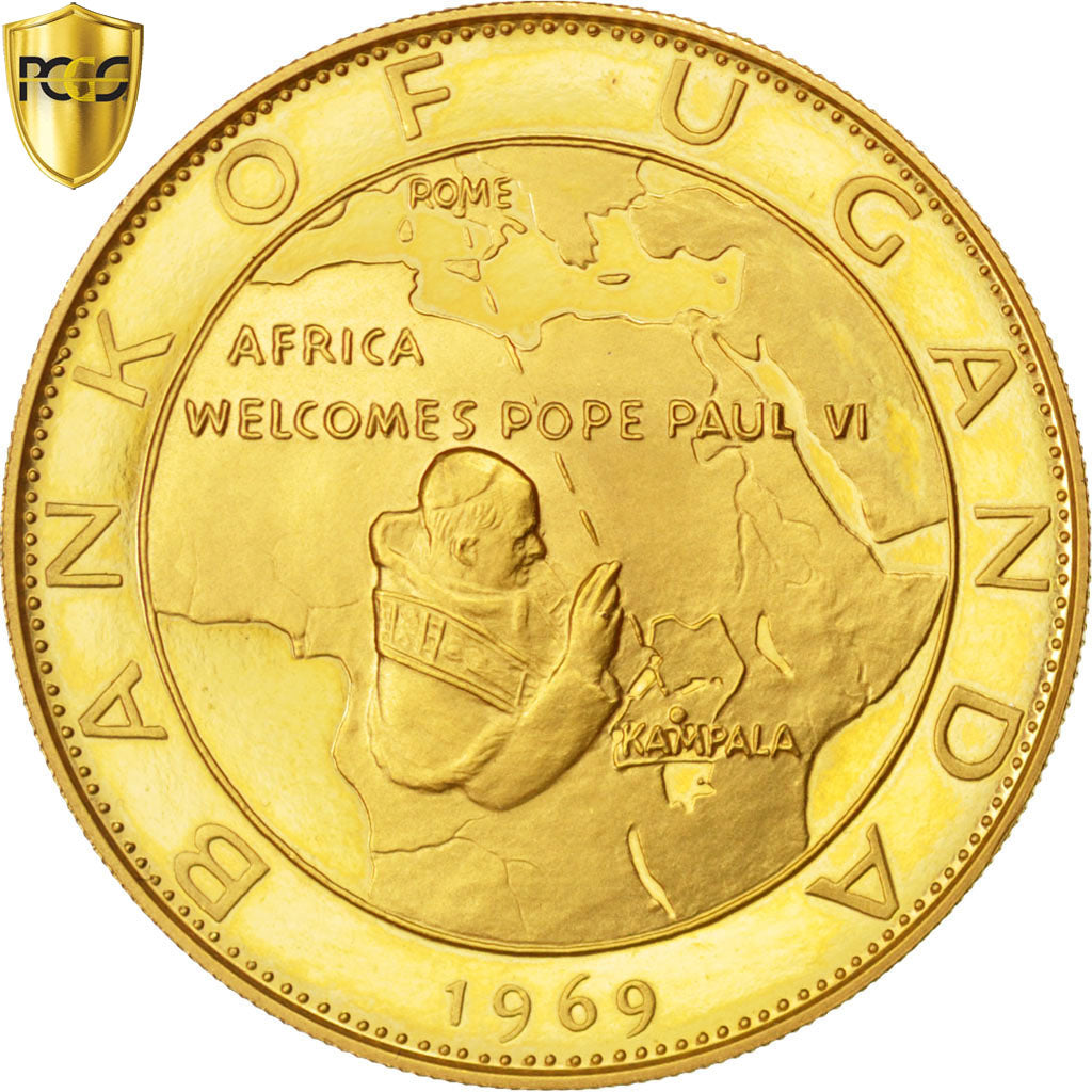 Coin, Uganda, 100 Shillings, 1969, PCGS, PR66DCAM, MS(65-70), Gold, KM:15