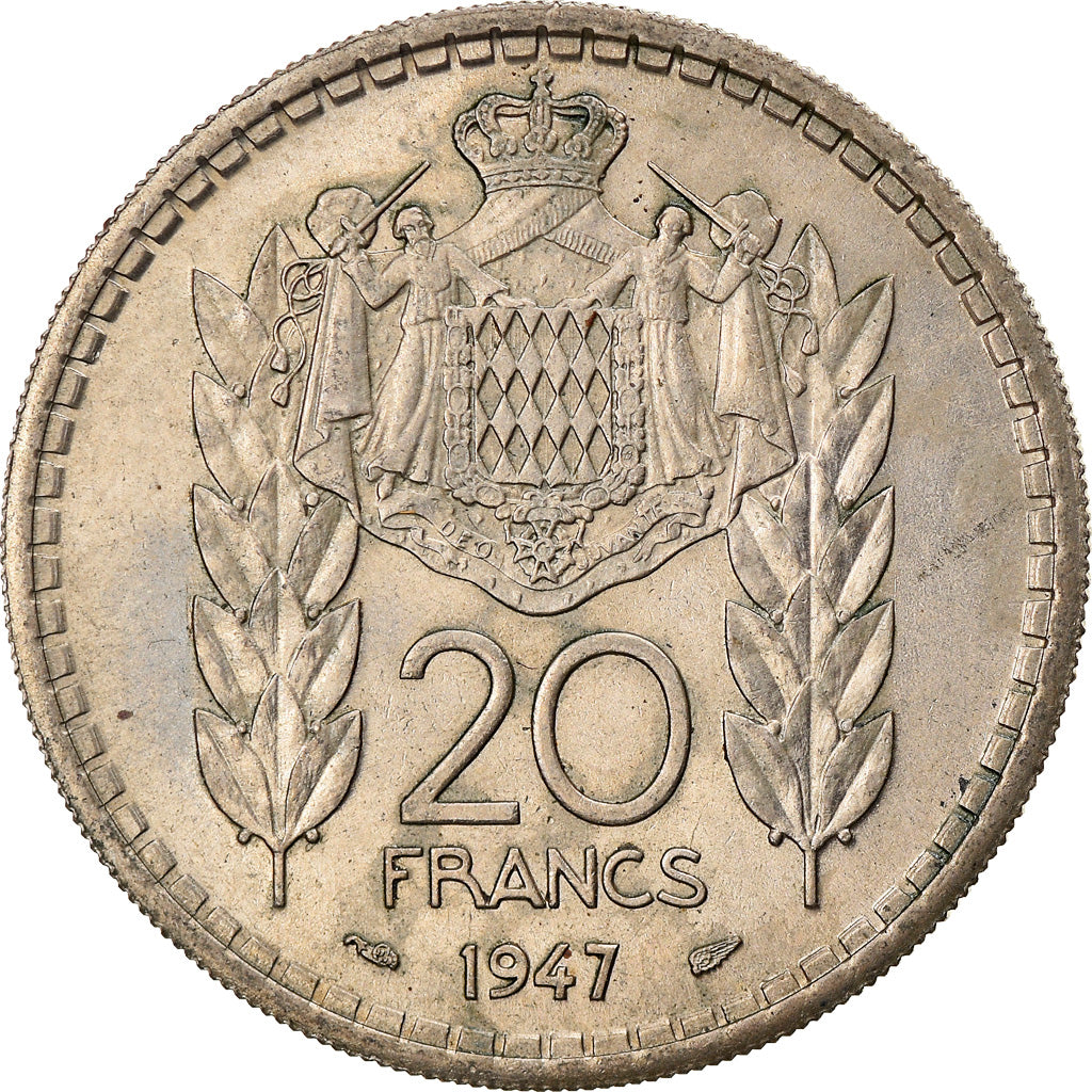 Moneta, Monaco, Louis II, 20 Francs, Vingt, 1947, BB, Rame-nichel, KM:124