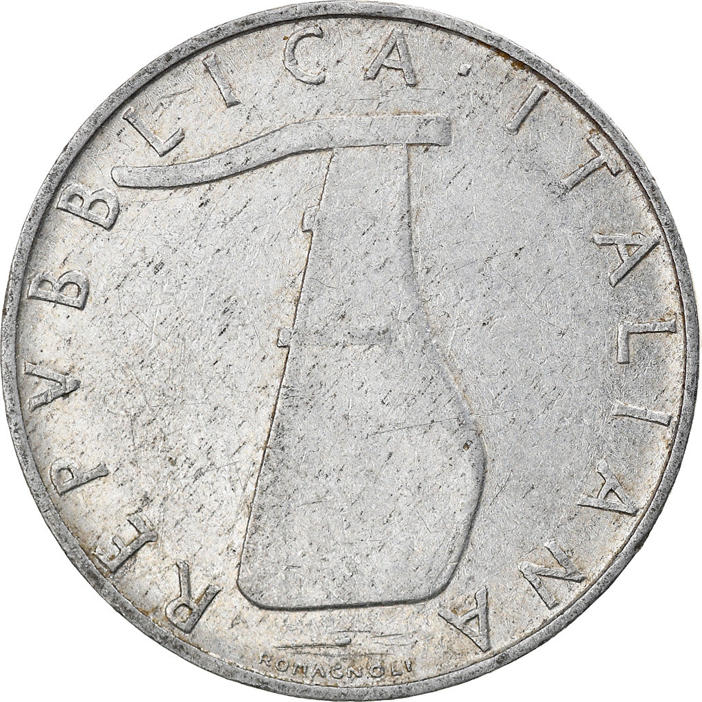 Münze, Italien, 5 Lire, 1974, Rome, S+, Aluminium, KM:92