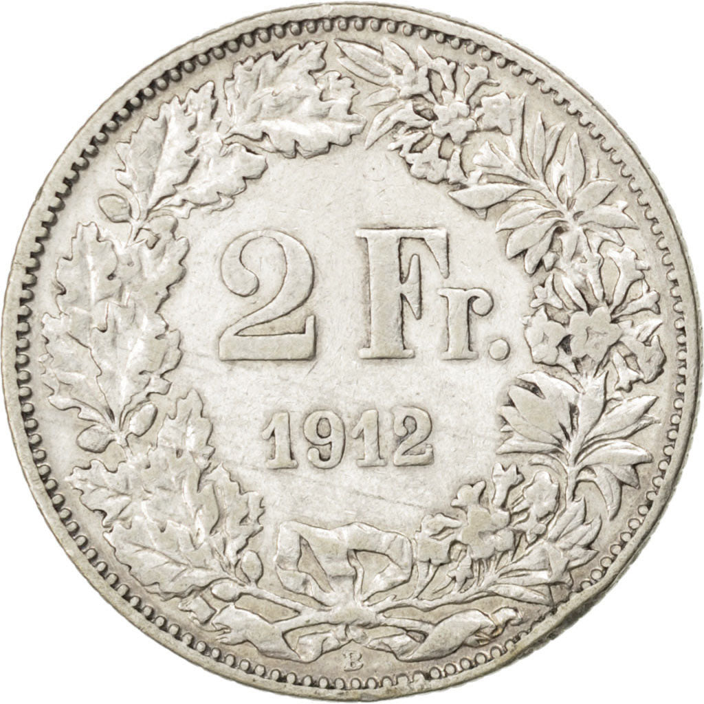 SWITZERLAND, 2 Francs, 1912, Bern, KM #21, VF(30-35), Silver, 27.4, 9.92