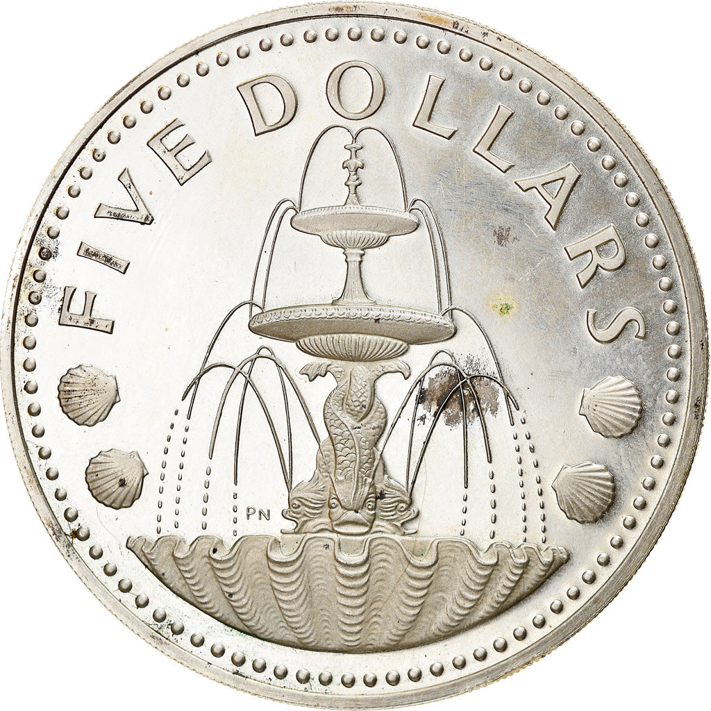 Coin, Barbados, 5 Dollars, 1973, Franklin Mint, BE, AU(55-58), Silver, KM:16a