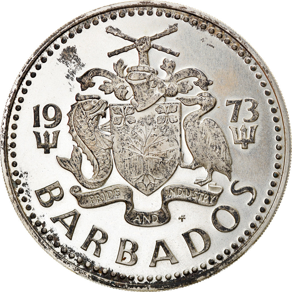 Coin, Barbados, 5 Dollars, 1973, Franklin Mint, BE, AU(55-58), Silver, KM:16a