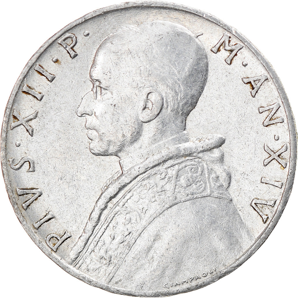 Moneta, CITTÀ DEL VATICANO, Pius XII, 10 Lire, 1952, Roma, BB+, Alluminio