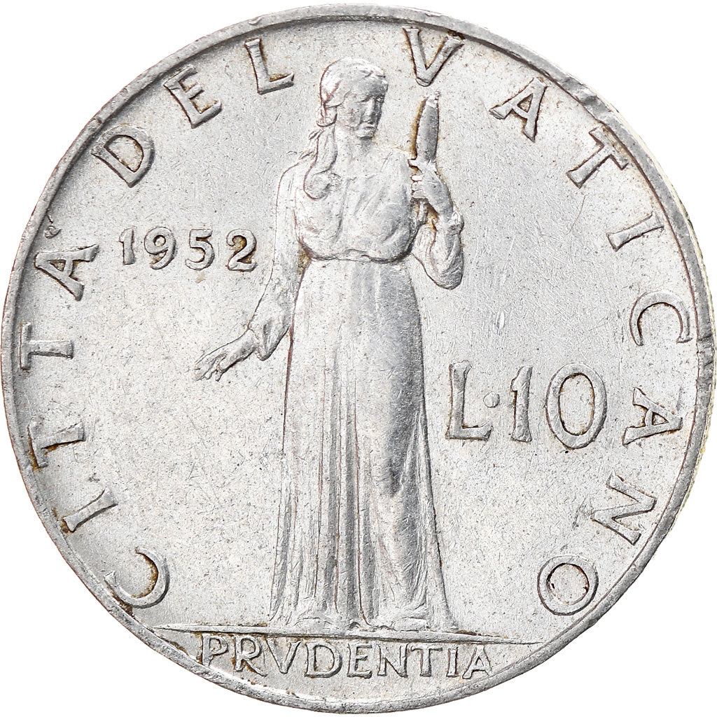 Moneta, CITTÀ DEL VATICANO, Pius XII, 10 Lire, 1952, Roma, BB+, Alluminio