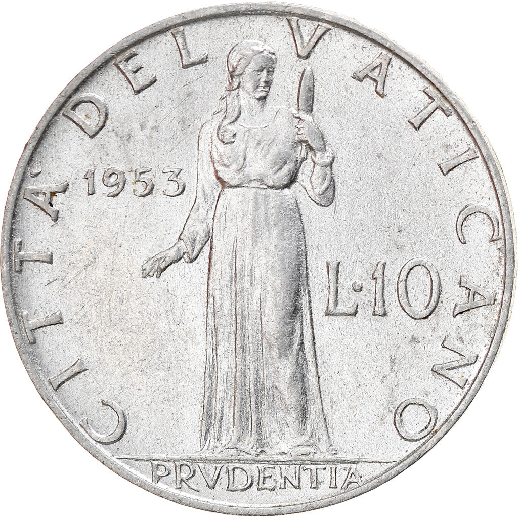 Monnaie, Cité du Vatican, Pius XII, 10 Lire, 1953, Roma, TTB+, Aluminium