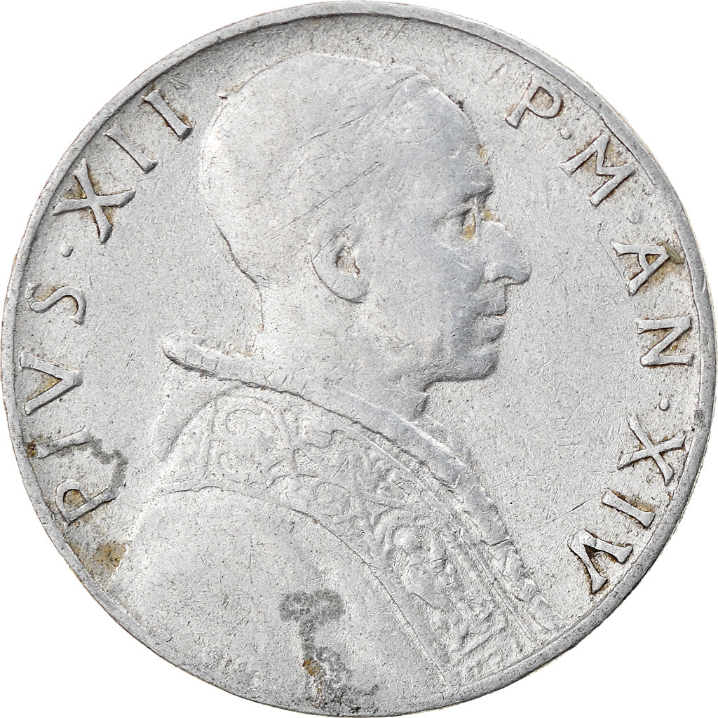 Coin, VATICAN CITY, Pius XII, 5 Lire, 1952, Roma, VF(30-35), Aluminum, KM:51.1