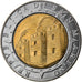 Moeda, San Marino, 500 Lire, 1992, Rome, AU(55-58), Bimetálico, KM:286