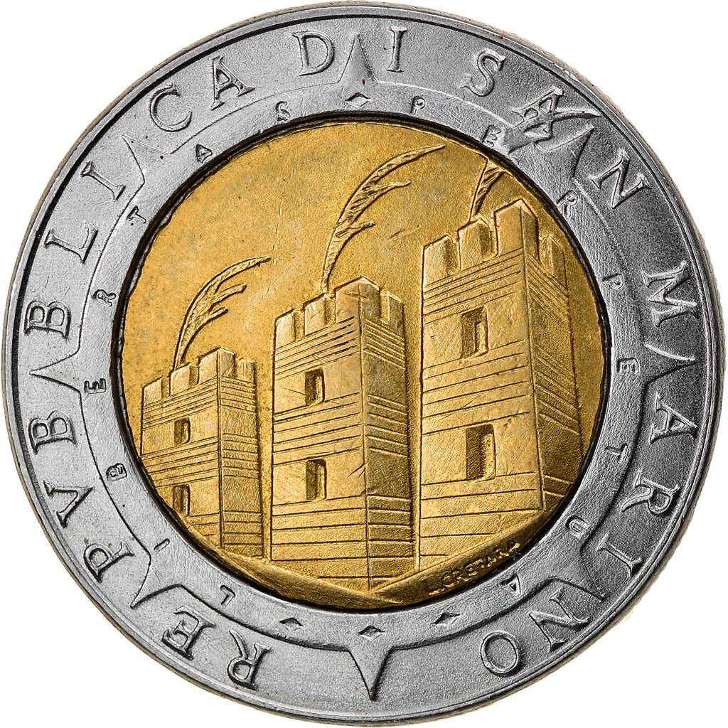 Coin, San Marino, 500 Lire, 1992, Rome, AU(50-53), Bi-Metallic, KM:286