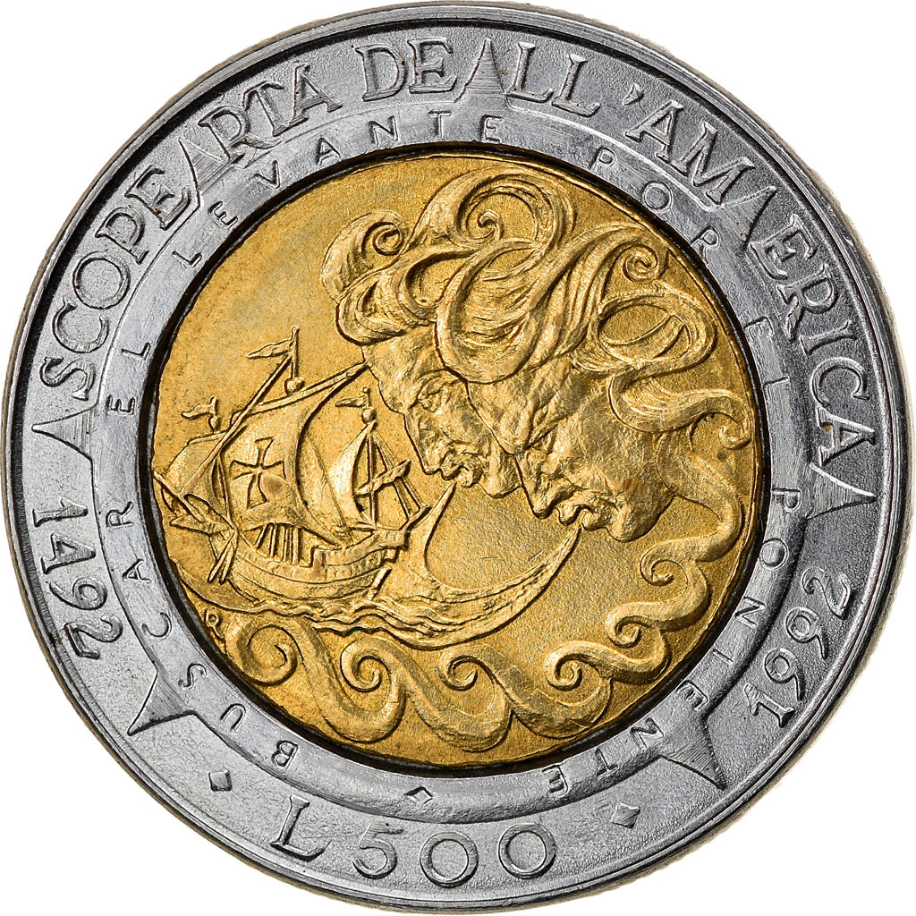 Coin, San Marino, 500 Lire, 1992, Rome, AU(50-53), Bi-Metallic, KM:286