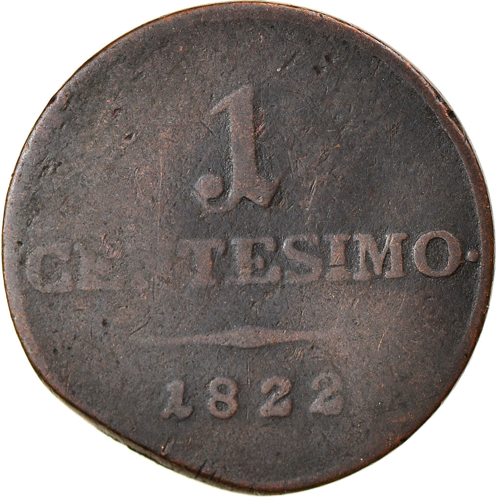 Moneta, STATI ITALIANI, LOMBARDY-VENETIA, Centesimo, 1822, Milan, MB, Rame