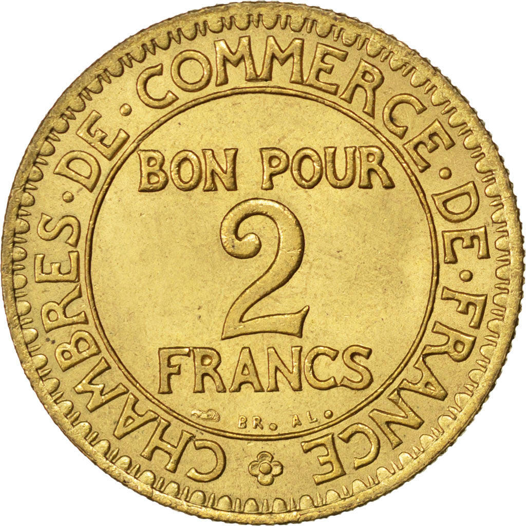 Munten, Frankrijk, Chambre de commerce, 2 Francs, 1923, PR, Aluminum-Bronze