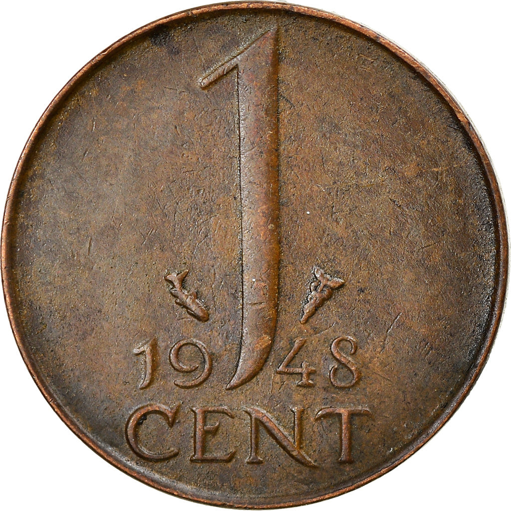 Coin, Netherlands, Wilhelmina I, Cent, 1948, EF(40-45), Bronze, KM:175