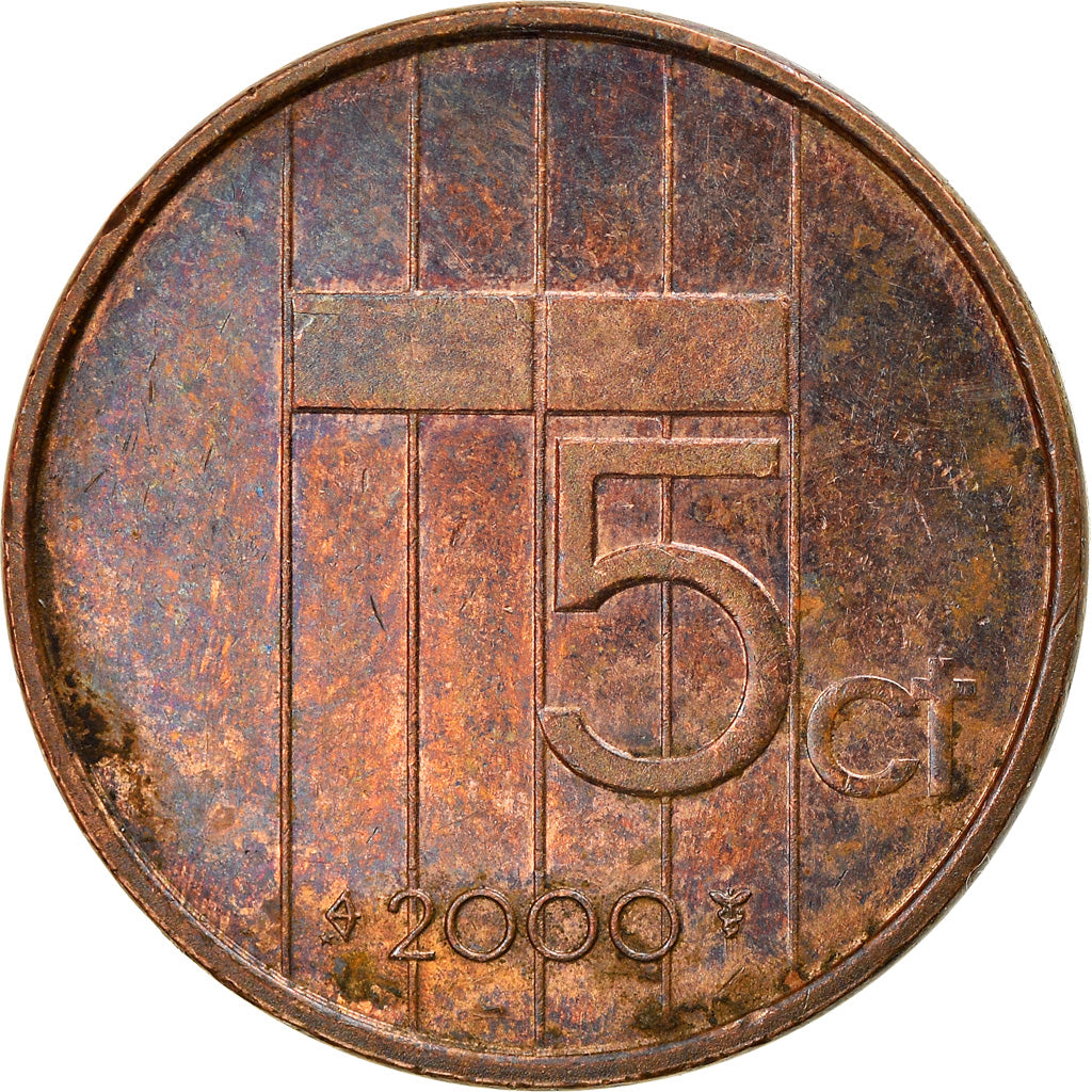 Moneda, Países Bajos, Beatrix, 5 Cents, 2000, BC+, Bronce, KM:202