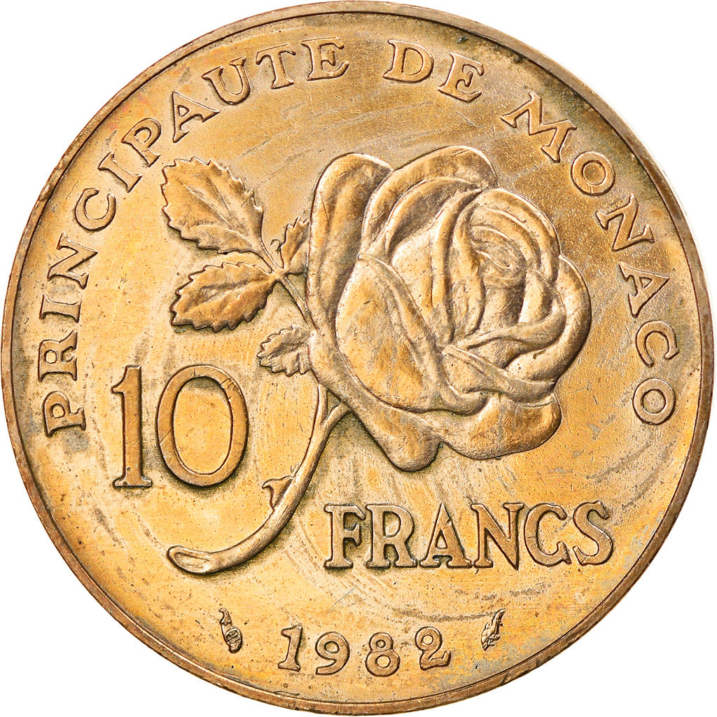 Coin, Monaco, Rainier III, 10 Francs, 1982, EF(40-45), Copper-Nickel-Aluminum