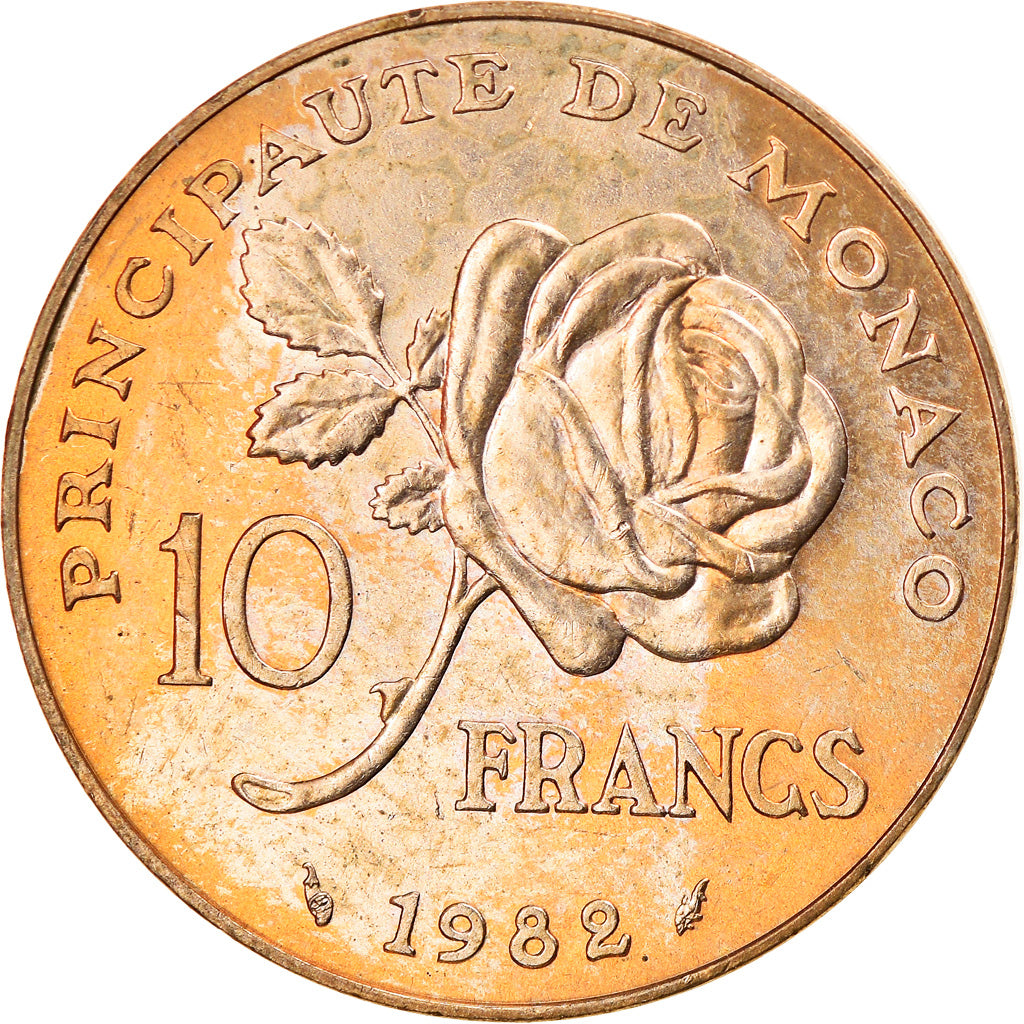 Coin, Monaco, Rainier III, 10 Francs, 1982, EF(40-45), Copper-Nickel-Aluminum