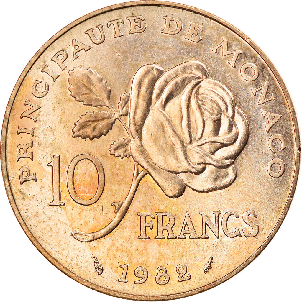 Coin, Monaco, Rainier III, 10 Francs, 1982, EF(40-45), Copper-Nickel-Aluminum