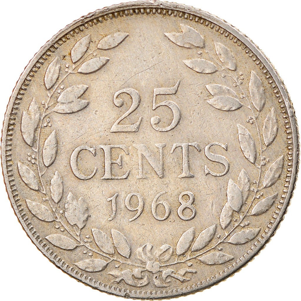 Coin, Liberia, 25 Cents, 1968, EF(40-45), Copper-nickel, KM:16a.2
