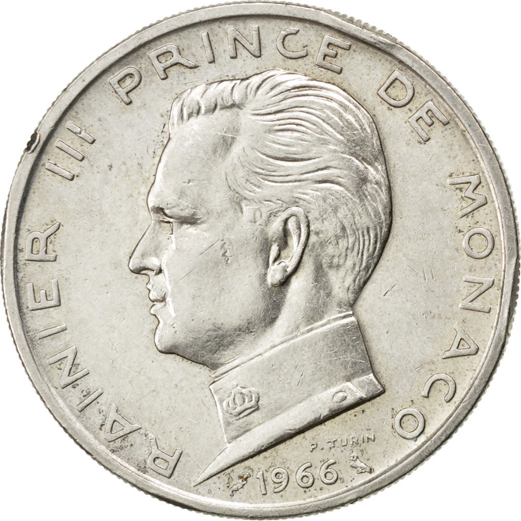 MONACO, 5 Francs, 1966, KM #141, EF(40-45), Silver, Gadoury #152, 11.97