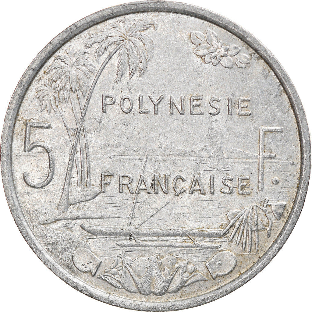 Coin, French Polynesia, 5 Francs, 1977, Paris, EF(40-45), Aluminum, KM:12