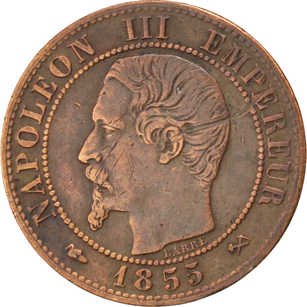 FRANCE, Napoléon III, Centime, 1855, Rouen, KM #775.2, VF(30-35), Bronze, Gadour