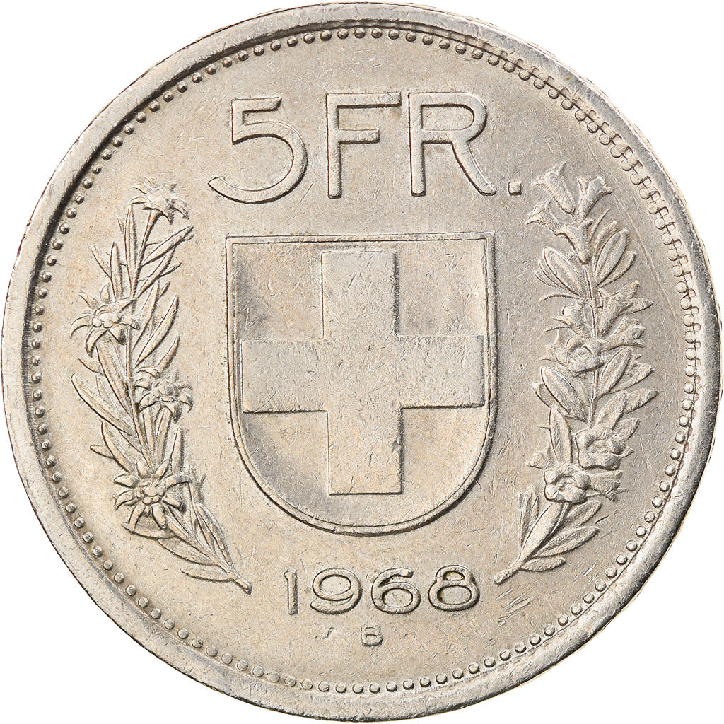 Coin, Switzerland, 5 Francs, 1968, Bern, AU(50-53), Copper-nickel, KM:40a.1