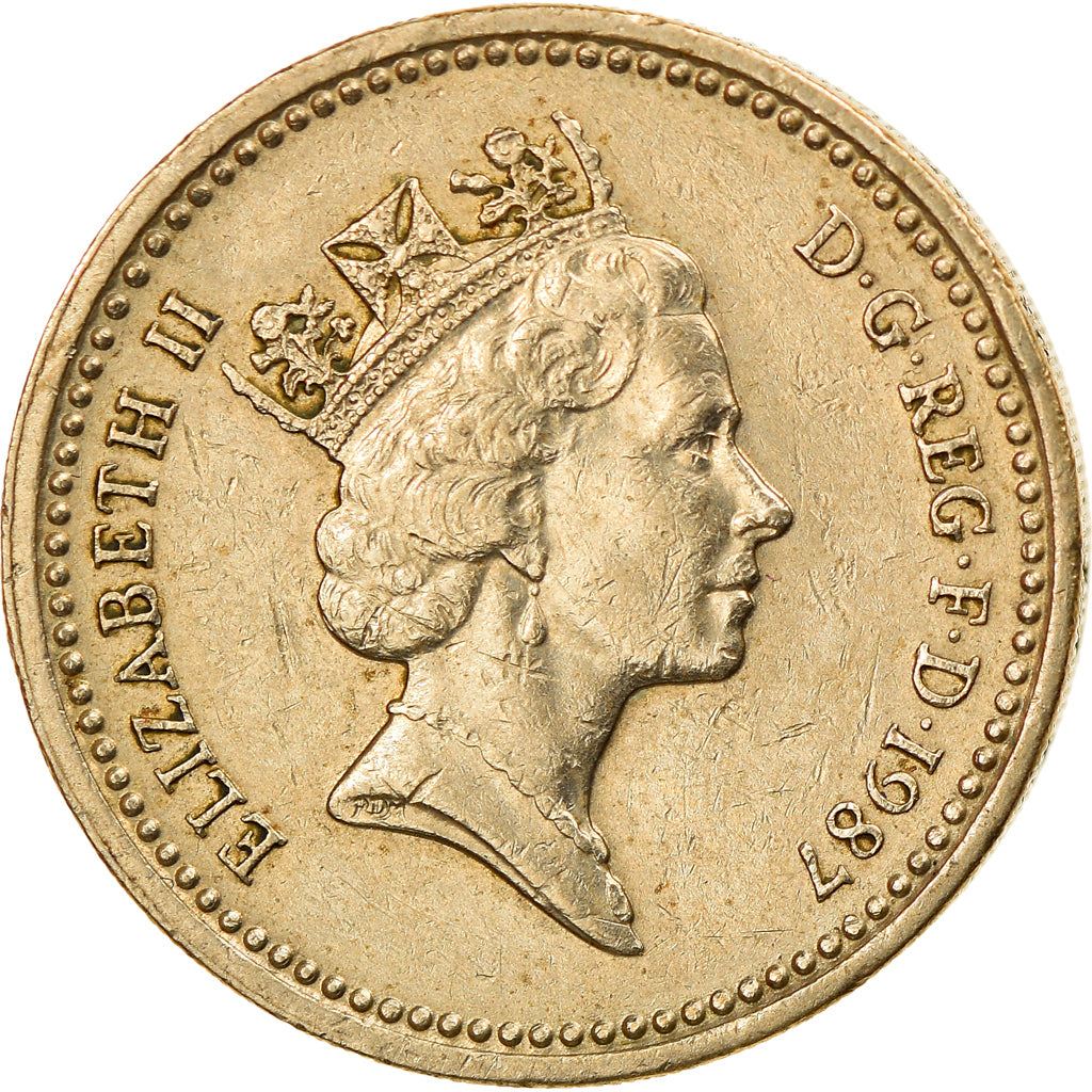 Coin, Great Britain, Elizabeth II, Pound, 1987, EF(40-45), Nickel-brass, KM:948
