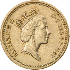 Moneda, Gran Bretaña, Elizabeth II, Pound, 1987, MBC, Níquel - latón, KM:948