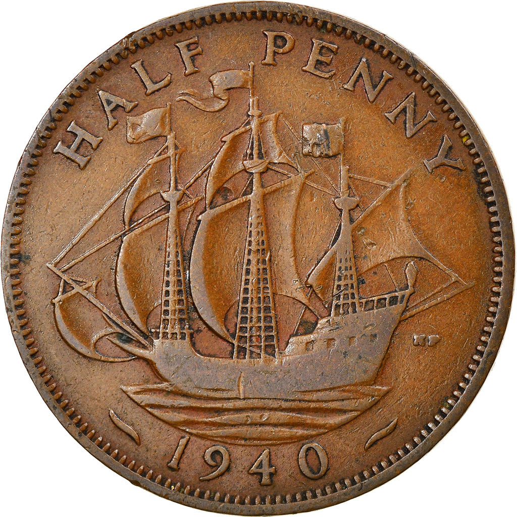 Coin, Great Britain, George VI, 1/2 Penny, 1940, VF(30-35), Bronze, KM:844