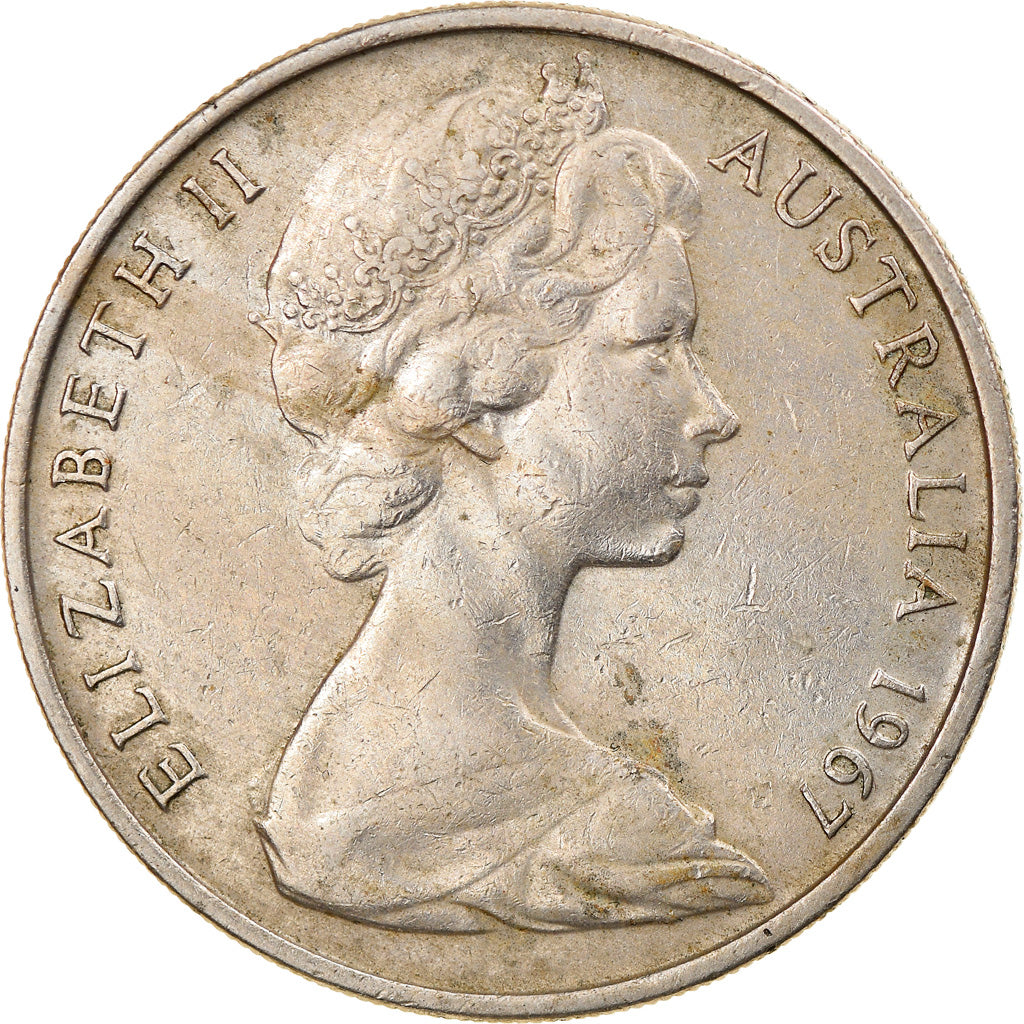 Coin, Australia, Elizabeth II, 20 Cents, 1967, VF(30-35), Copper-nickel, KM:66
