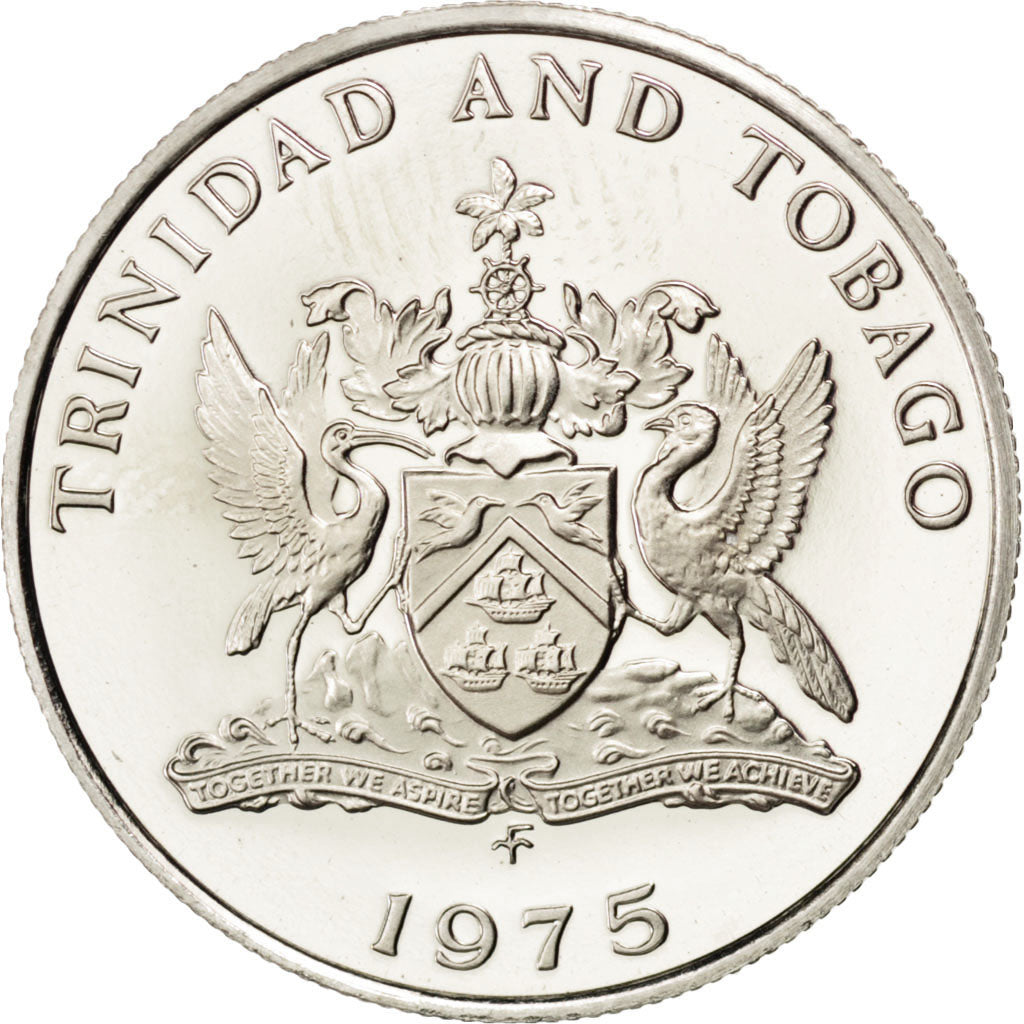 TRINIDAD & TOBAGO, 25 Cents, 1975, Franklin Mint, KM #28, MS(63),...