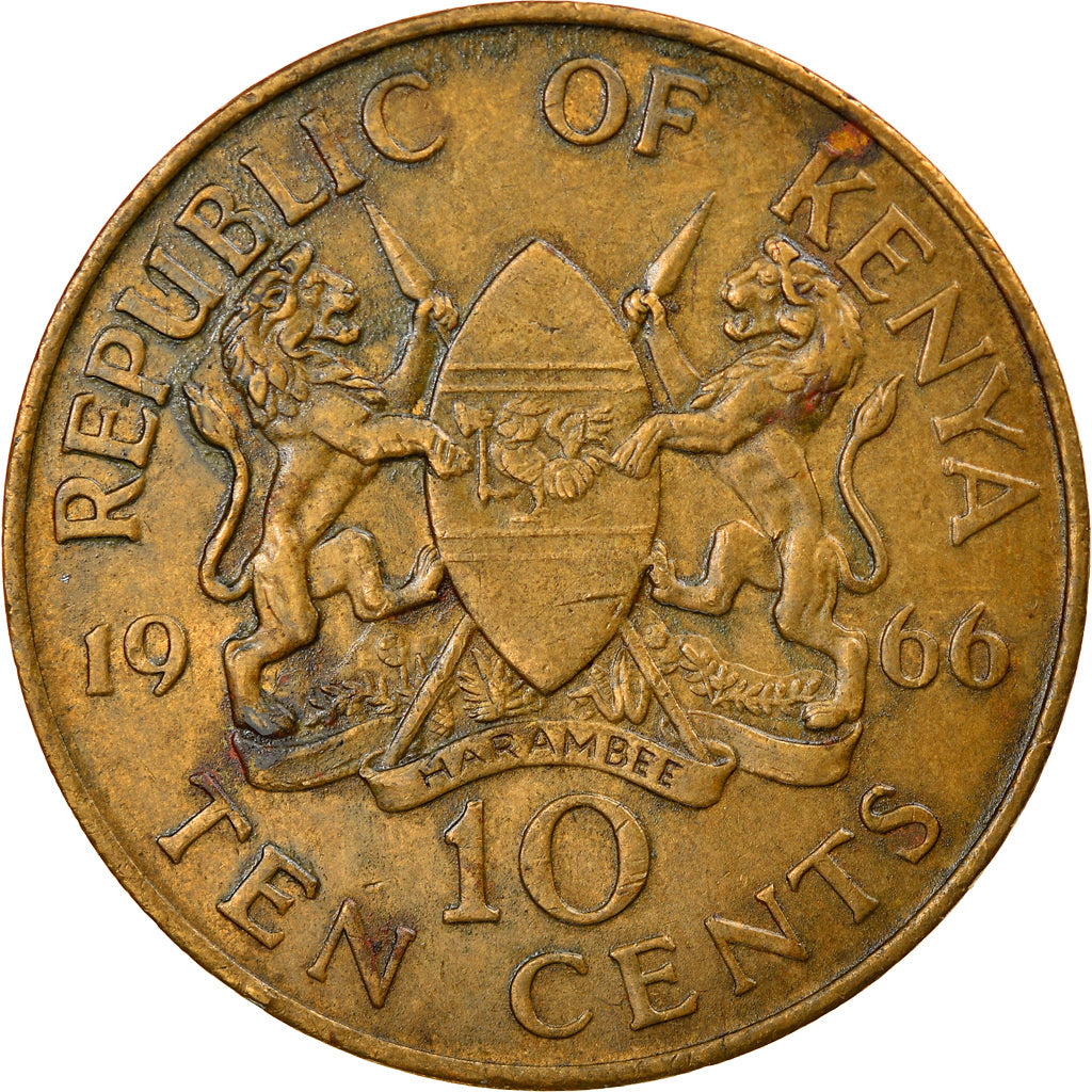 Coin, Kenya, 10 Cents, 1966, AU(50-53), Nickel-brass, KM:2
