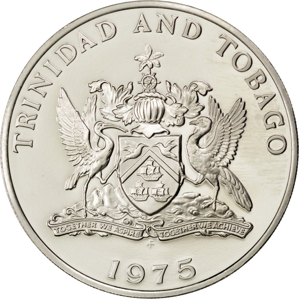TRINIDAD & TOBAGO, Dollar, 1975, Franklin Mint, KM #23, MS(63), Copper-Nickel,..