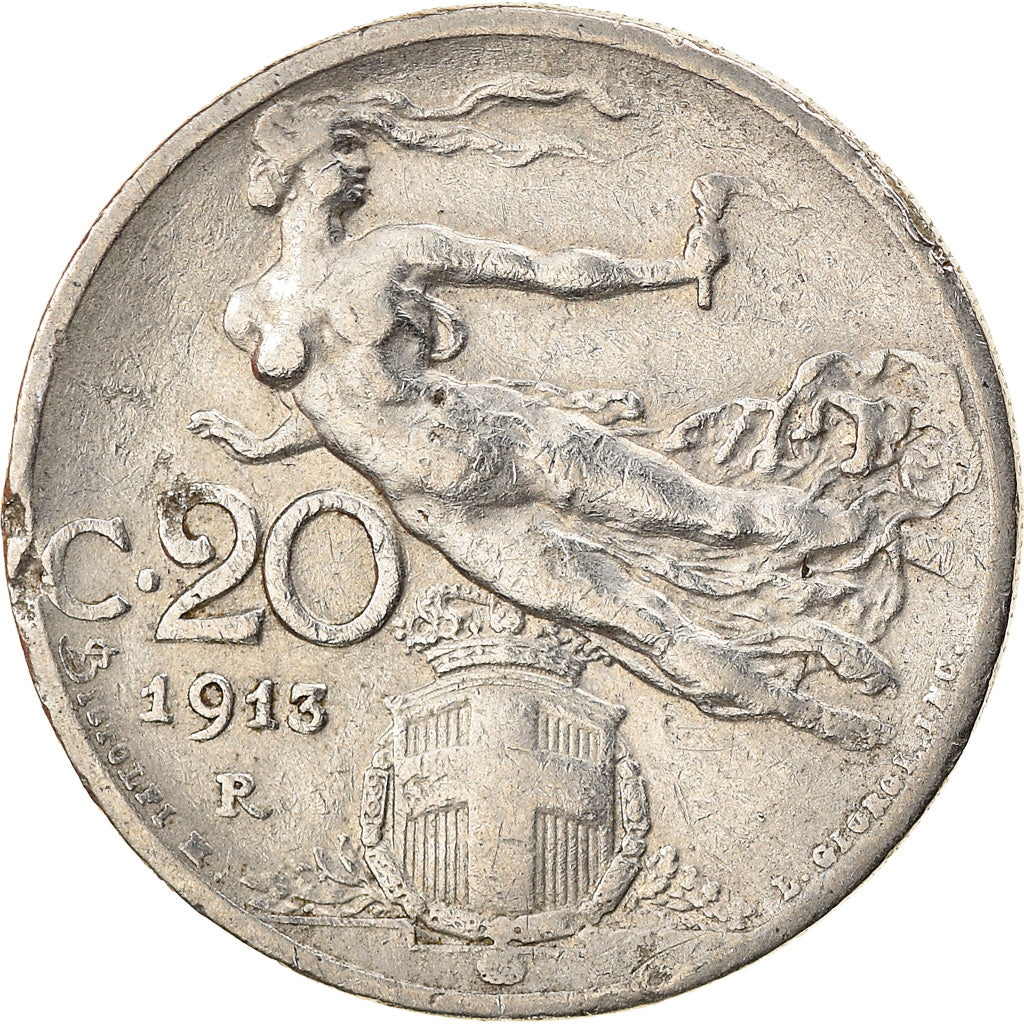 Münze, Italien, Vittorio Emanuele III, 20 Centesimi, 1913, Rome, S, Nickel