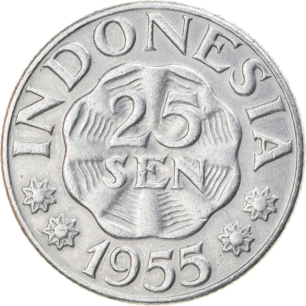 Moneta, Indonesia, 25 Sen, 1955, AU(50-53), Aluminium, KM:11