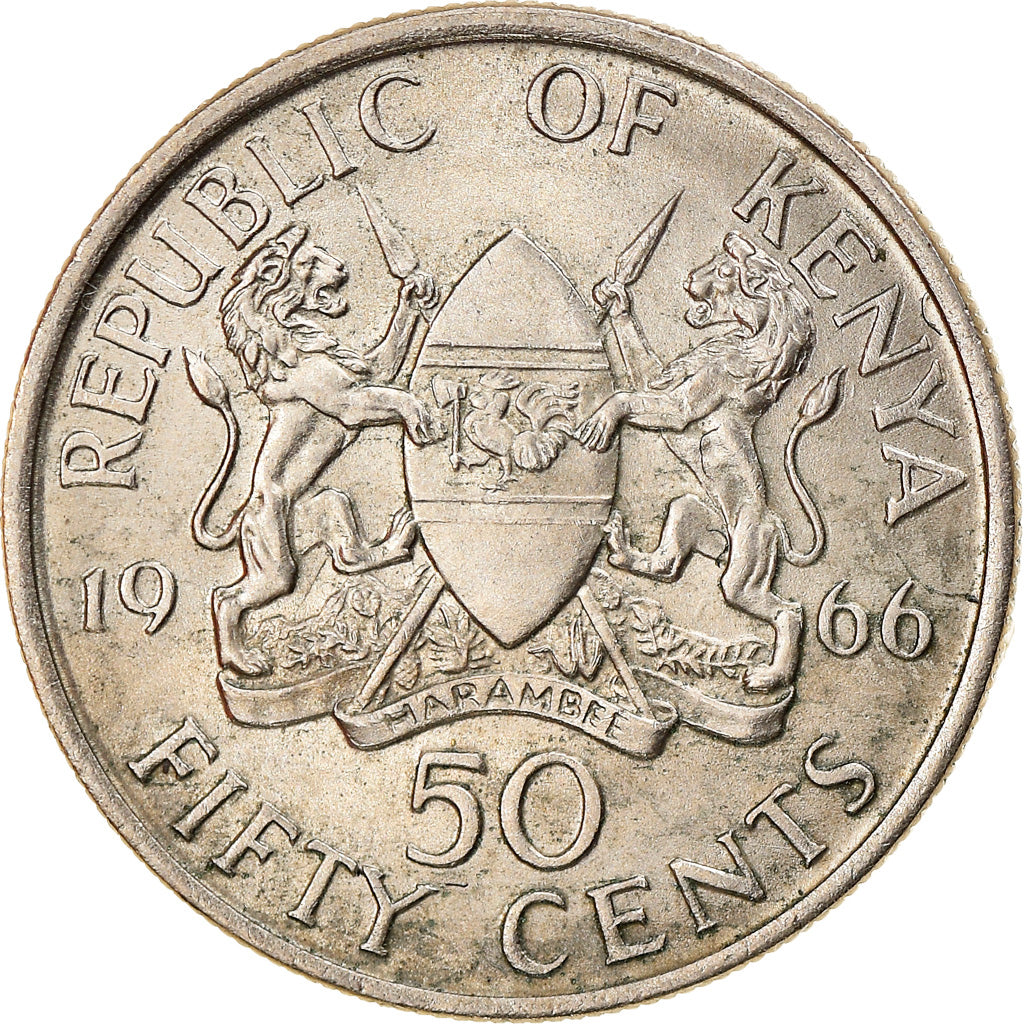 Coin, Kenya, 50 Cents, 1966, MS(63), Copper-nickel, KM:4