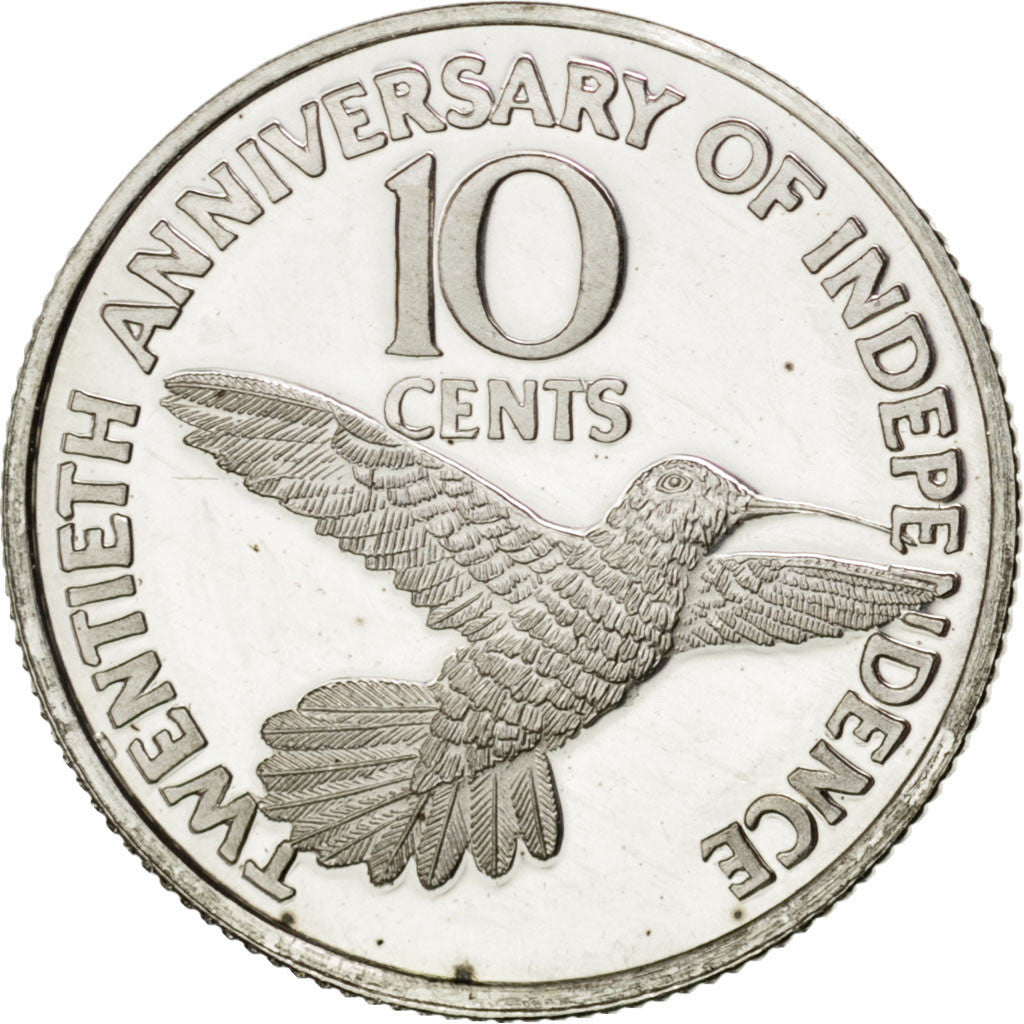TRINIDAD & TOBAGO, 10 Cents, 1982, Franklin Mint, KM #44a, MS(63), Silver,...