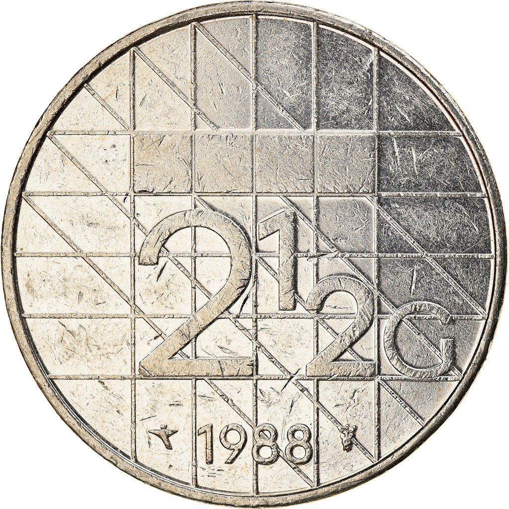 Coin, Netherlands, Beatrix, 2-1/2 Gulden, 1988, VF(30-35), Nickel, KM:206