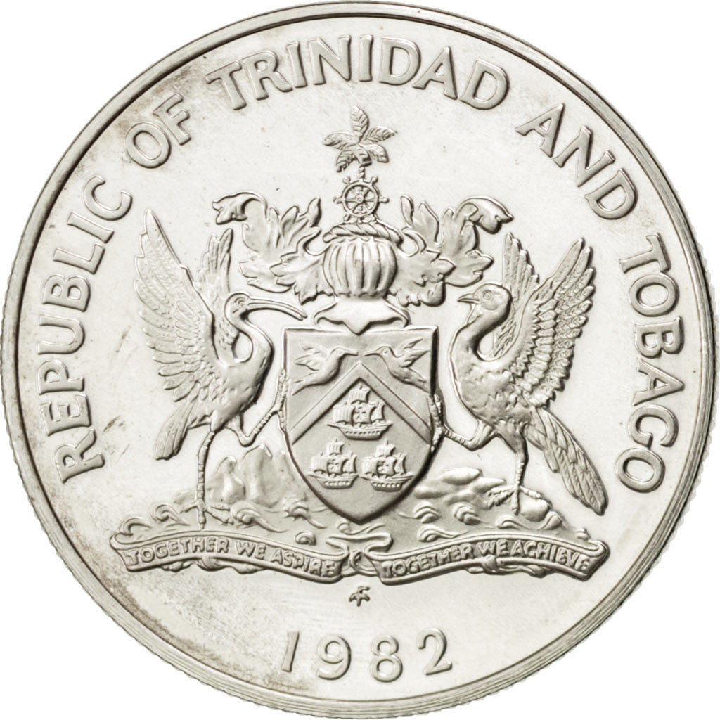 Coin, TRINIDAD & TOBAGO, 25 Cents, 1982, MS(63), Silver, KM:45a