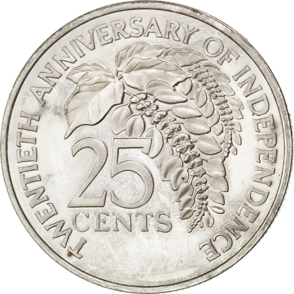Coin, TRINIDAD & TOBAGO, 25 Cents, 1982, MS(63), Silver, KM:45a